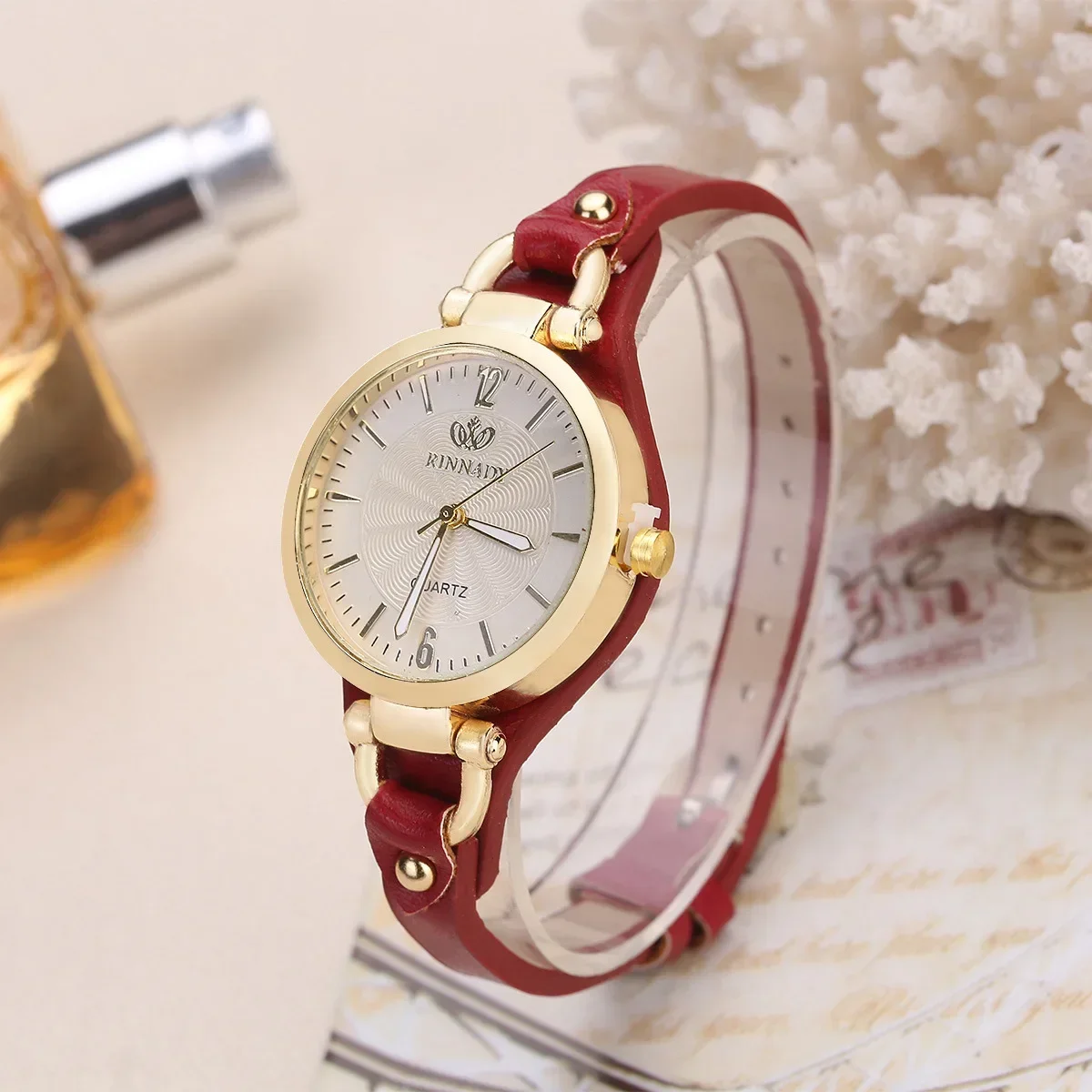 Classic Leather Timepiece for Timeless Style Red