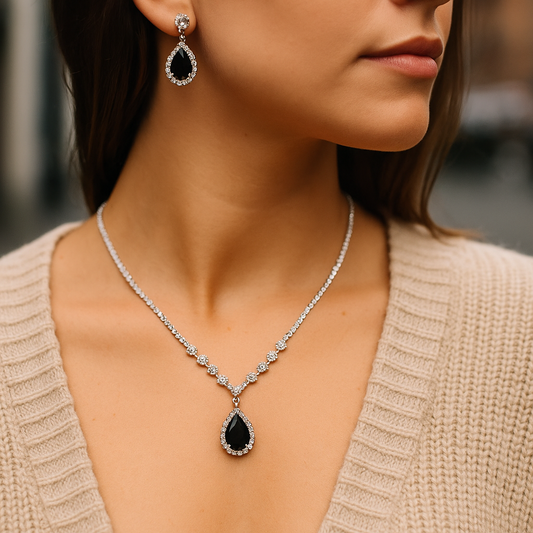 Elegant Valencia Crystal Set Obsidian Black