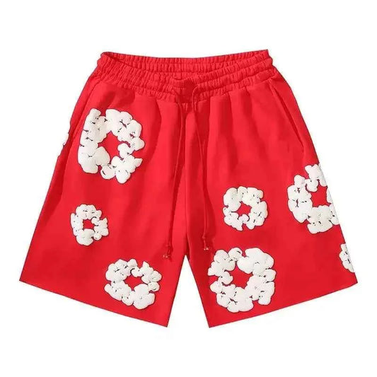 Emma | Unisex Floral Print Streetwear Shorts – Summer Casual Bottoms Red