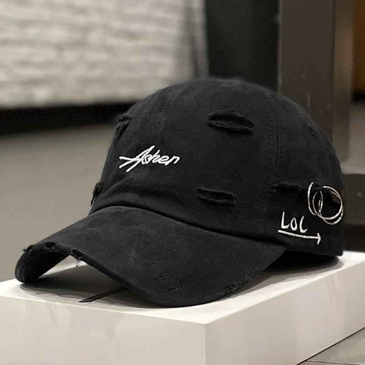Korean Ins Retro Tattered Jeans Soft Peaked Cap Women