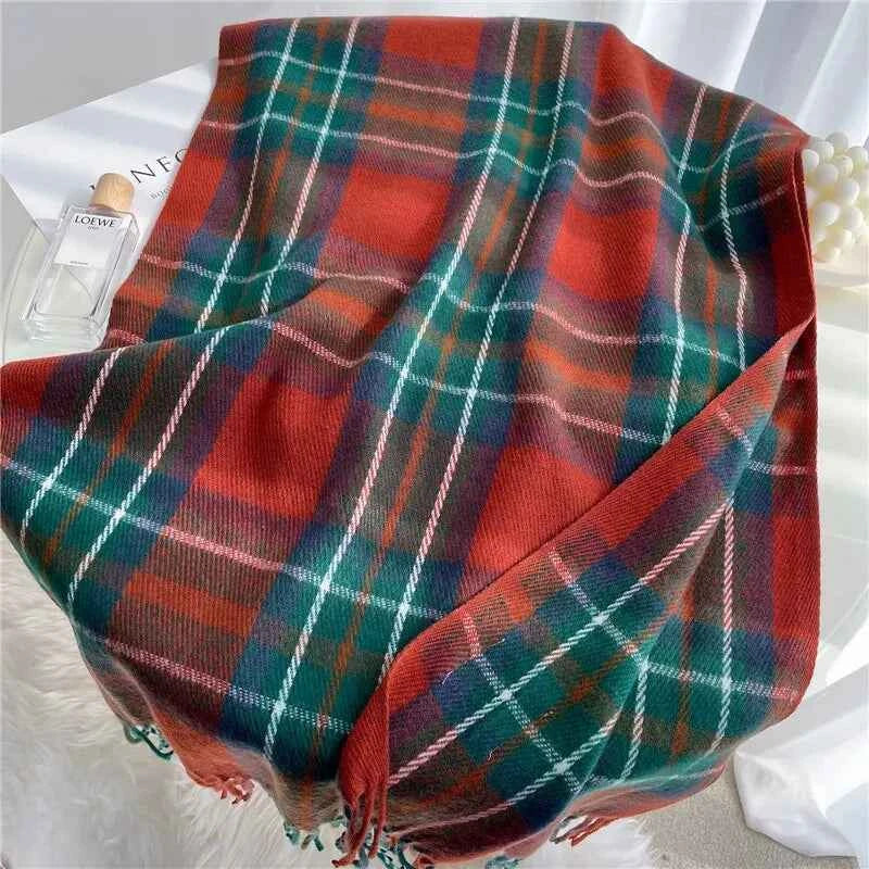 Cashmere Scarf Plaid Mocha Winter Ash Gray