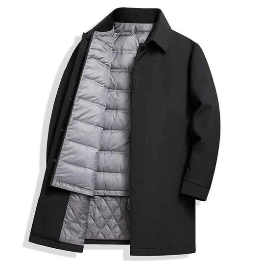 Men's 2-in-1 Duck Down Trench Coat Black