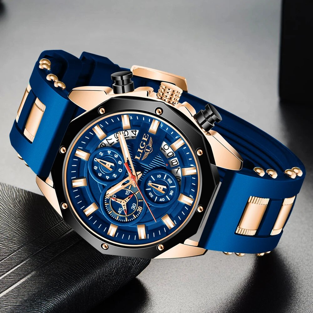 Men's Watch Sapphire Gold Onyx Gold
