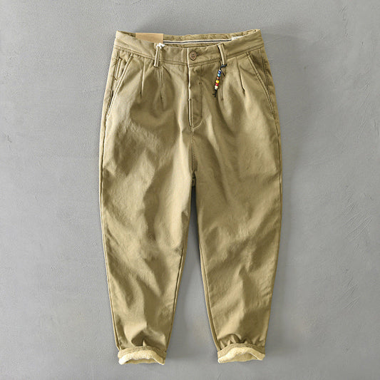 Men's Casual Tapered Chino Pants Khaki