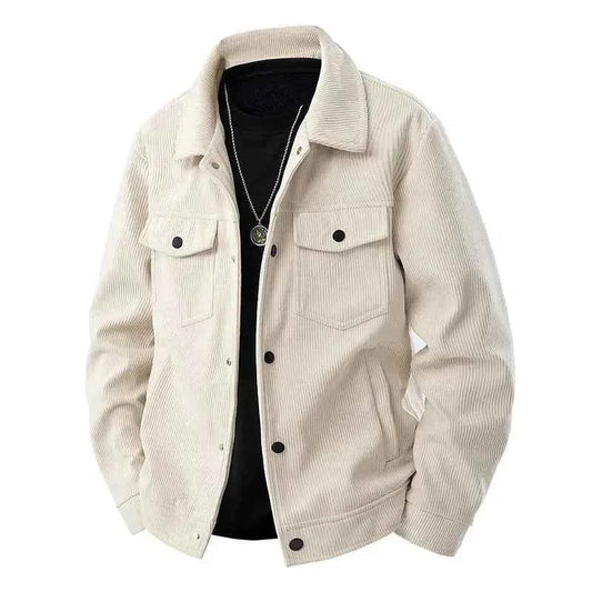 Men's Corduroy Textured Jacket Winter Essential Knitwear Beige