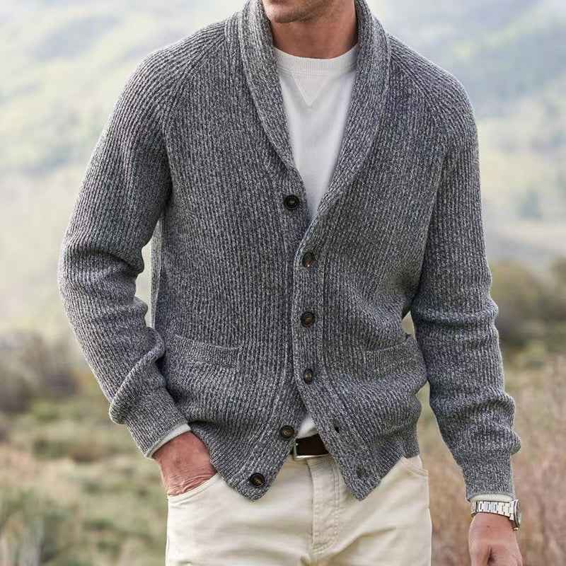 Men's Wool Cardigan Regular Fit Pockets Green Winter Black Grey