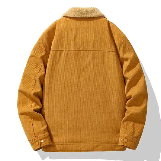 Men's Corduroy Textured Chest Pocket Button Front Pockets Solid Jacket