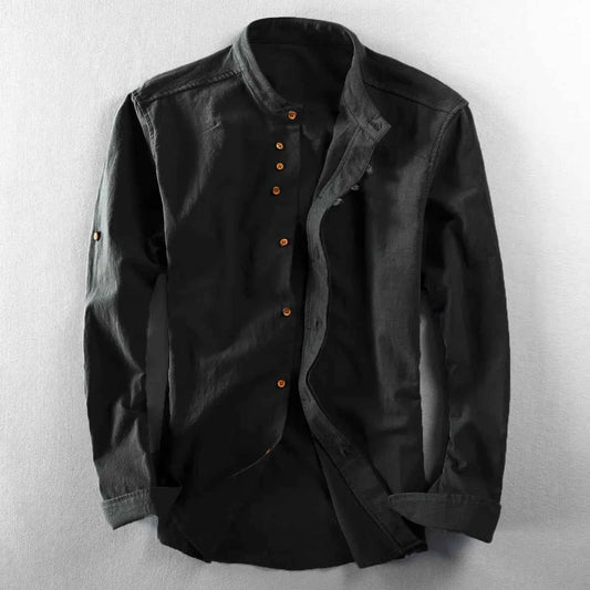 Men's Cotton-Linen Casual Shirt Black