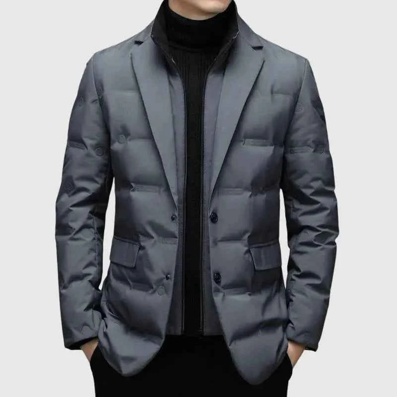 Men's Polyester Blazer Pockets Black Winter Gray Gray