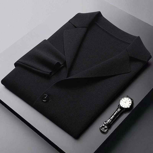 Men's Viscose Wool Cardigan Winter Essential Knitwear Collection Black