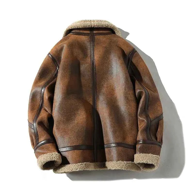 Men's Leather Jacket Regular Fit Zip Closure Green Winter