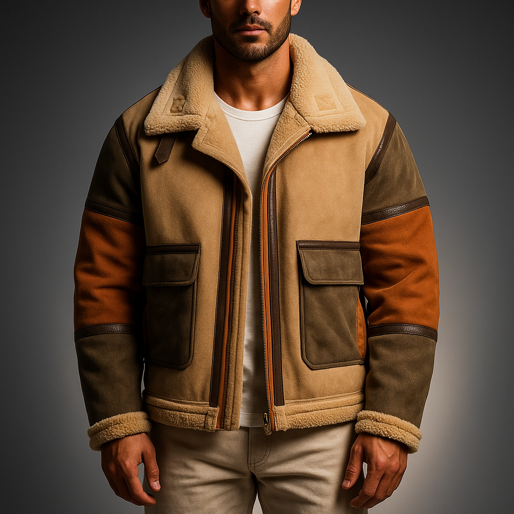 Men's Leather Jacket Regular Fit Zip Closure Green Winter