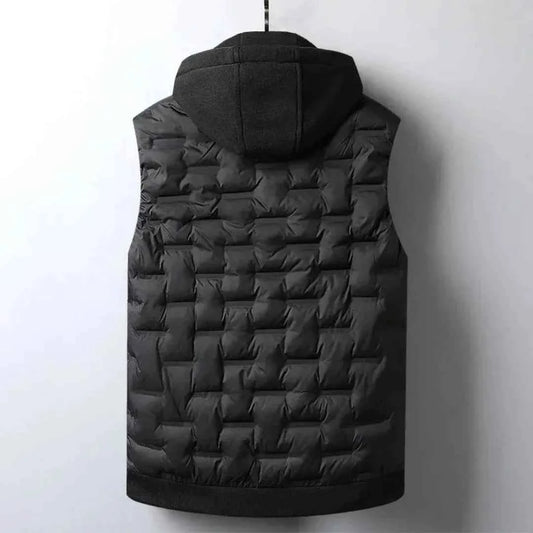 Men's Quilted Puffer Fleece Lined Hood Zip Up Winter Vest