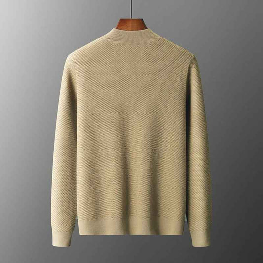 Men's Wool Blend Textured Knit Long Sleeve Cardigan Winter