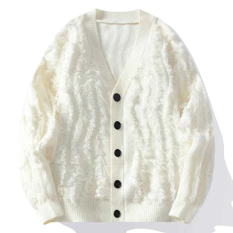 Men's Cardigan Relaxed Khaki Winter Black White