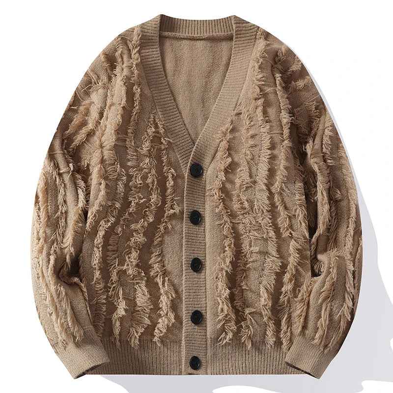 Men's Cardigan Relaxed Khaki Winter Black Khaki