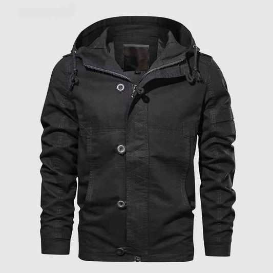 Men's Cotton Hooded Jacket Winter Essential Outerwear Collection Black