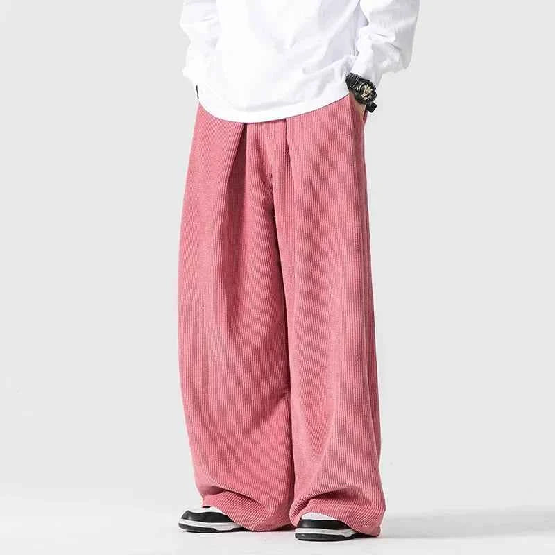 Men's Corduroy Trousers Drawstring Navy Gray