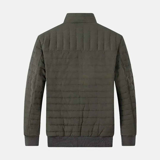 Men's Quilted Cotton Padded Zip-up Stand Collar Winter Jacket