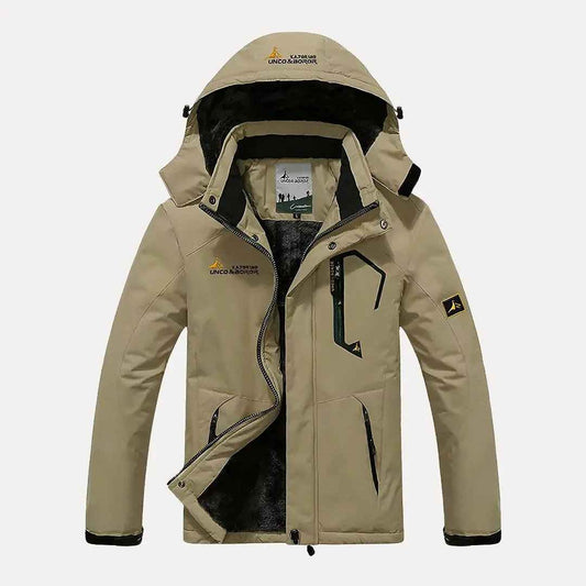 Men's Windproof Insulated Fur Lined Hood Military Winter Jacket Khaki
