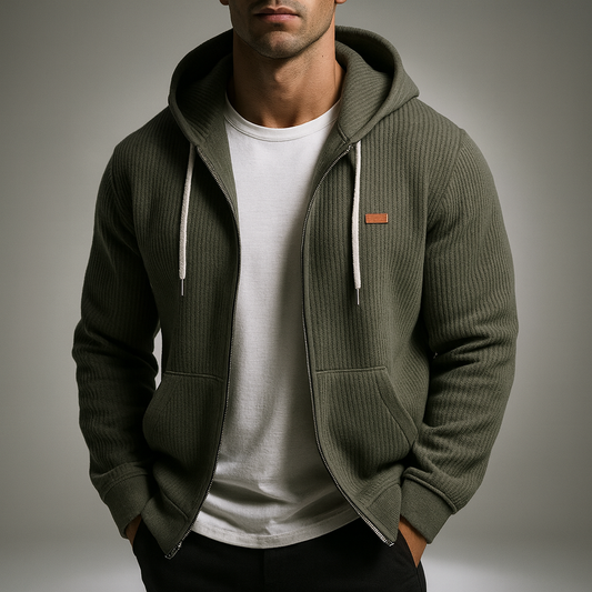 Men's Zip-Up Cardigan - Stylish and Comfortable Green