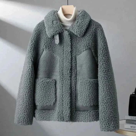 Women's Polyester Oversized Button-front Jacket Winter Essential Gray