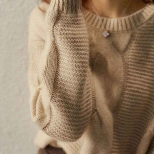 Women's Brown Handcrafted Cotton Pullover Winter Sweater