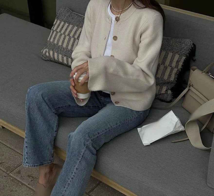Women's Cardigan White/ Beige Winter Taupe/ Grey