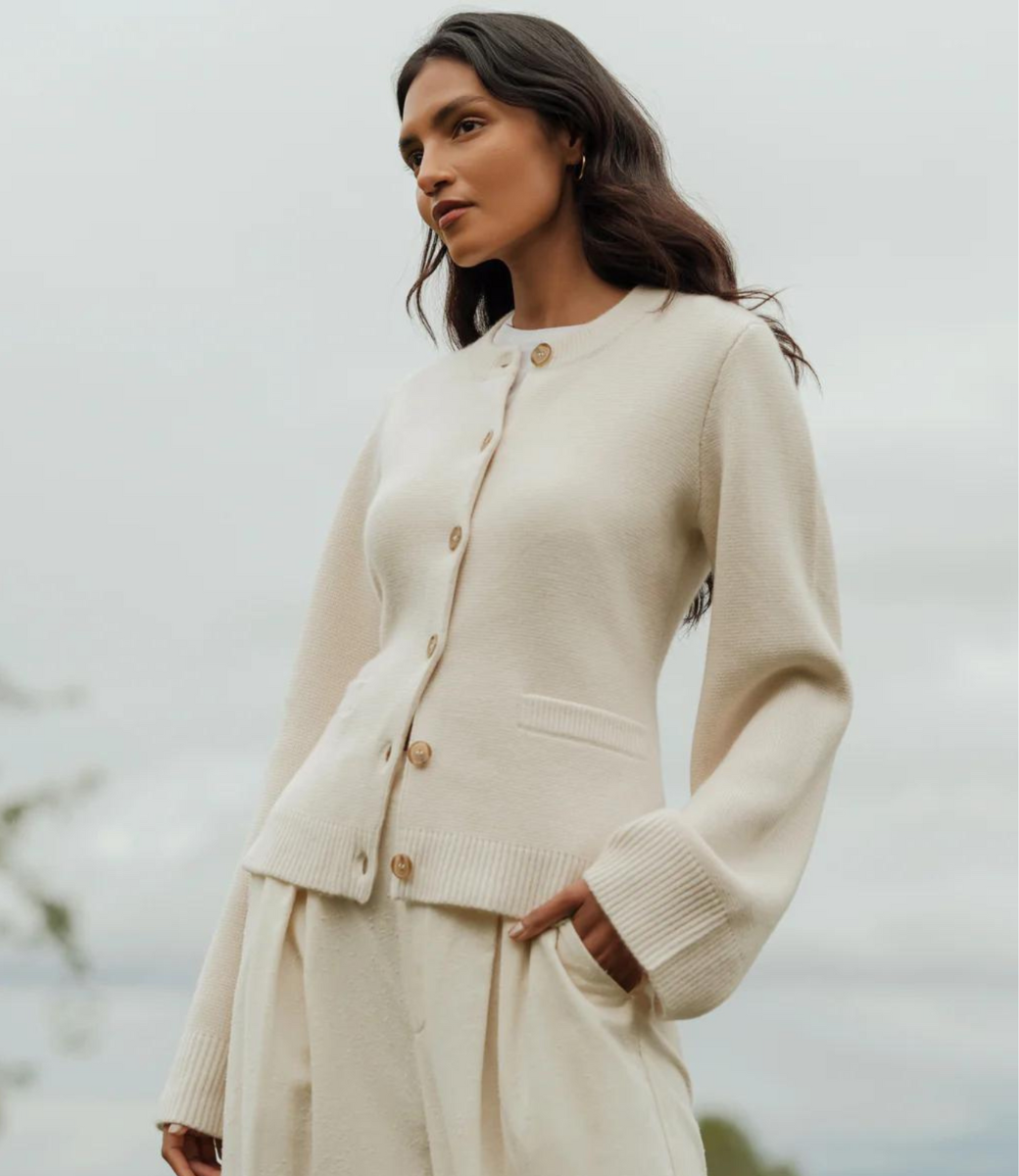 Women's Cardigan White/ Beige Winter Taupe/ Grey White Beige