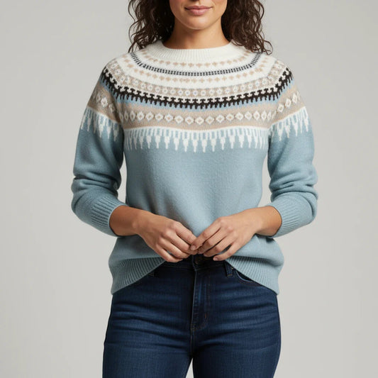Women's Fair Isle Crew Neck Long Sleeve Acrylic Winter Sweater