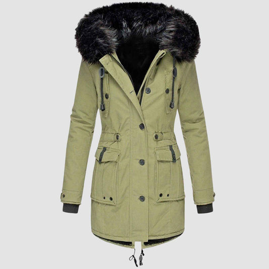 Women's Polyester Side Pockets Coat Winter Essential Knitwear Green