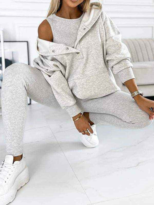 Women's Cotton Relaxed Fit Hood Solid Light Grey Winter Hoodie