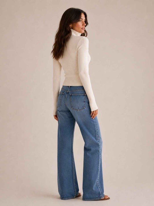 Women's Cropped Zip-up Ribbed Cardigan Winter Essential