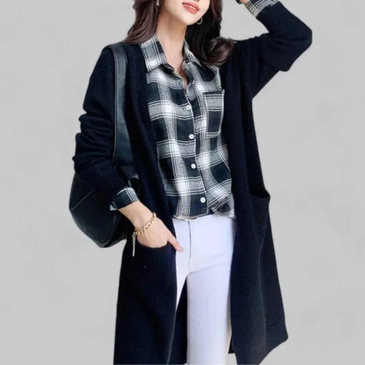 Women's Long Oversized Cashmere Blend Open Front Cardigan