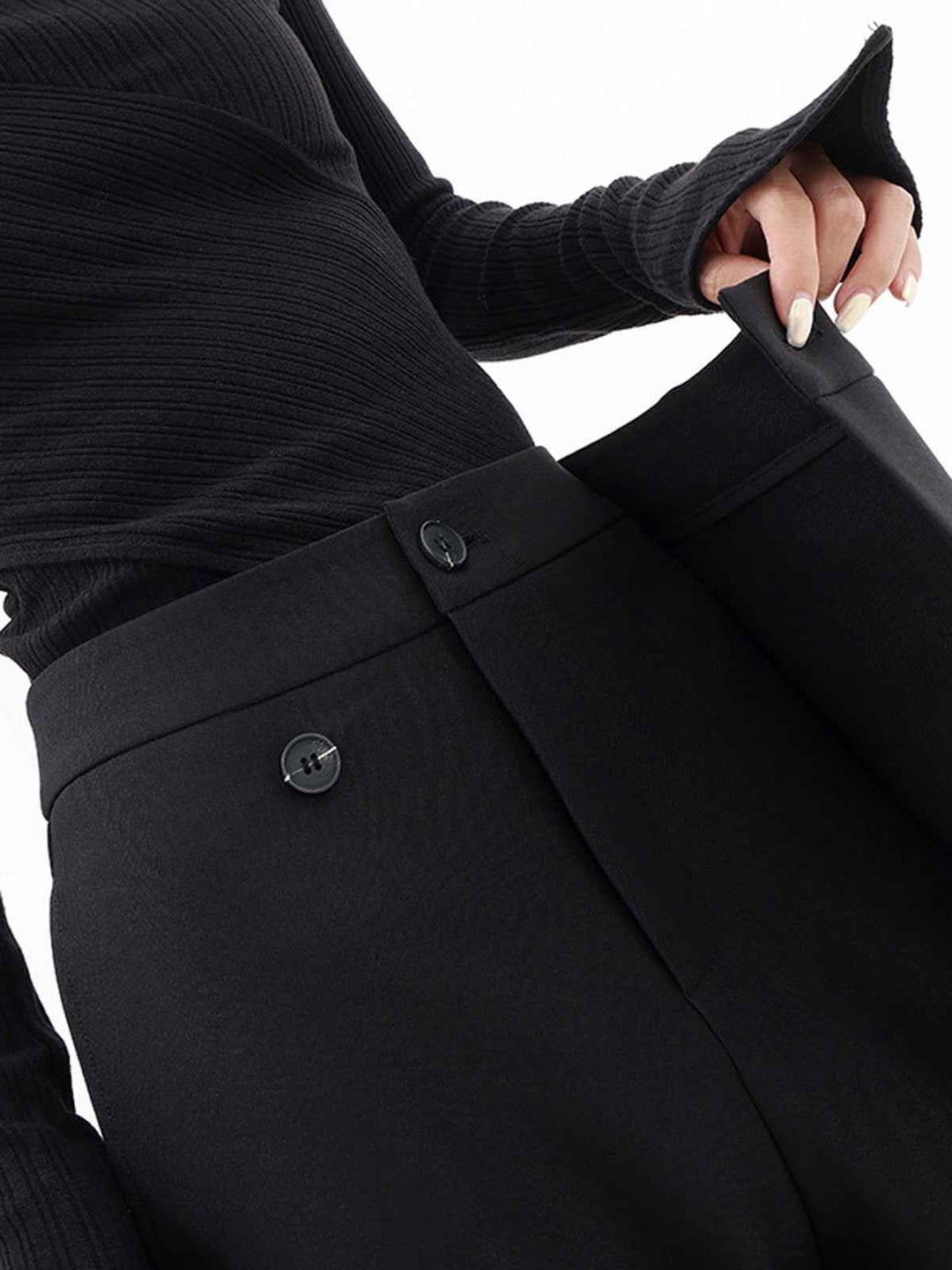 Women's High Waist Asymmetrical Wide Leg Pants - Elegant Fit