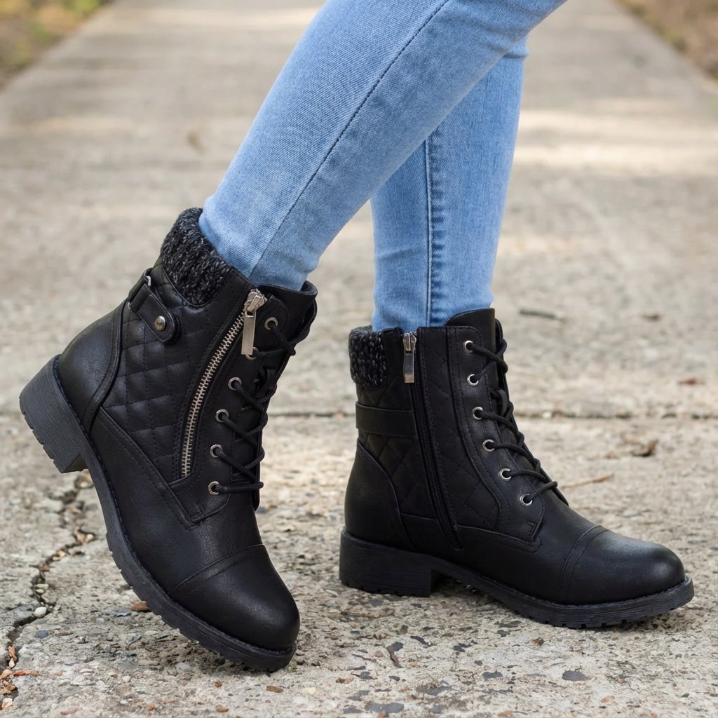 Women's Leather Ankle Boots Black