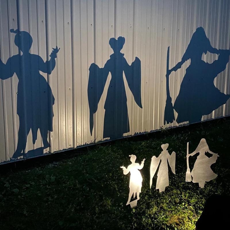 Halloween's Metal Villain Shadow Caster Yard Stake with Spotlight Projection Witch