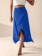 Women's High Waist Skirt with Split and Pockets