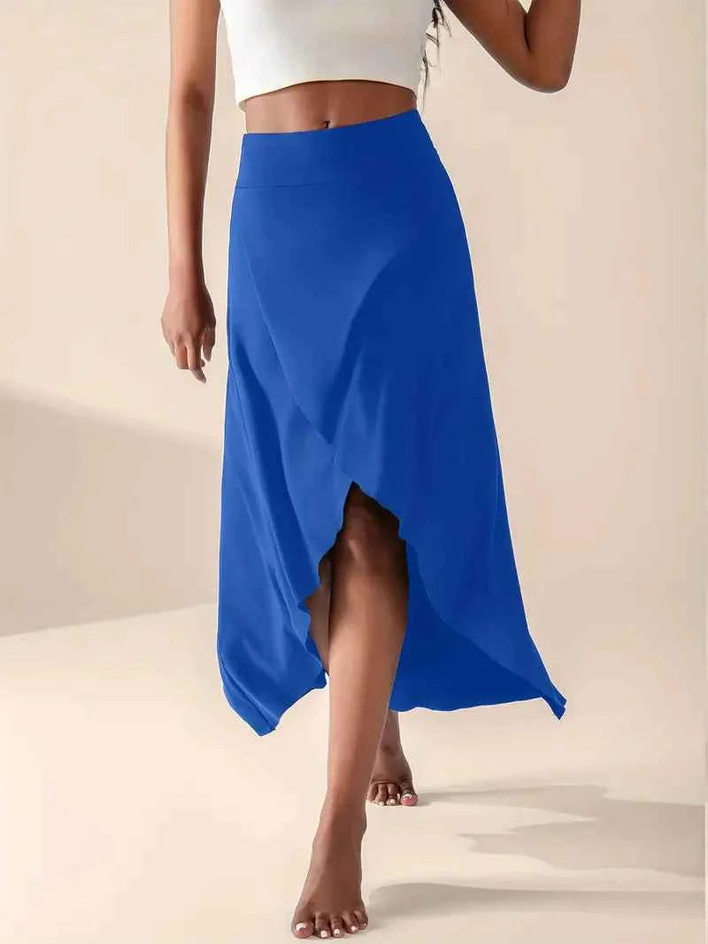 Women's High Waist Skirt with Split and Pockets