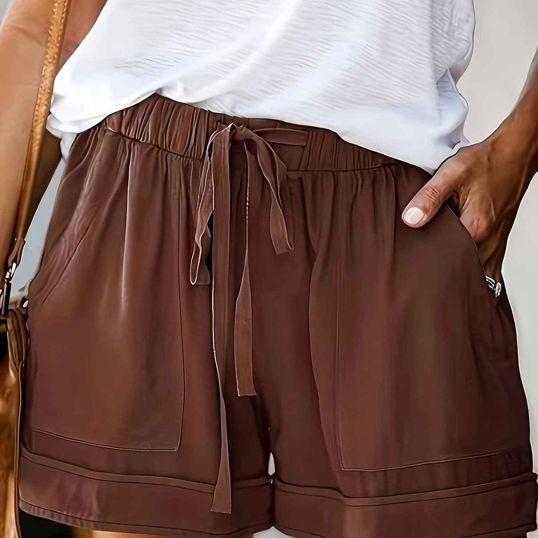 Women's Relaxed Drawstring Shorts for Comfort Brown