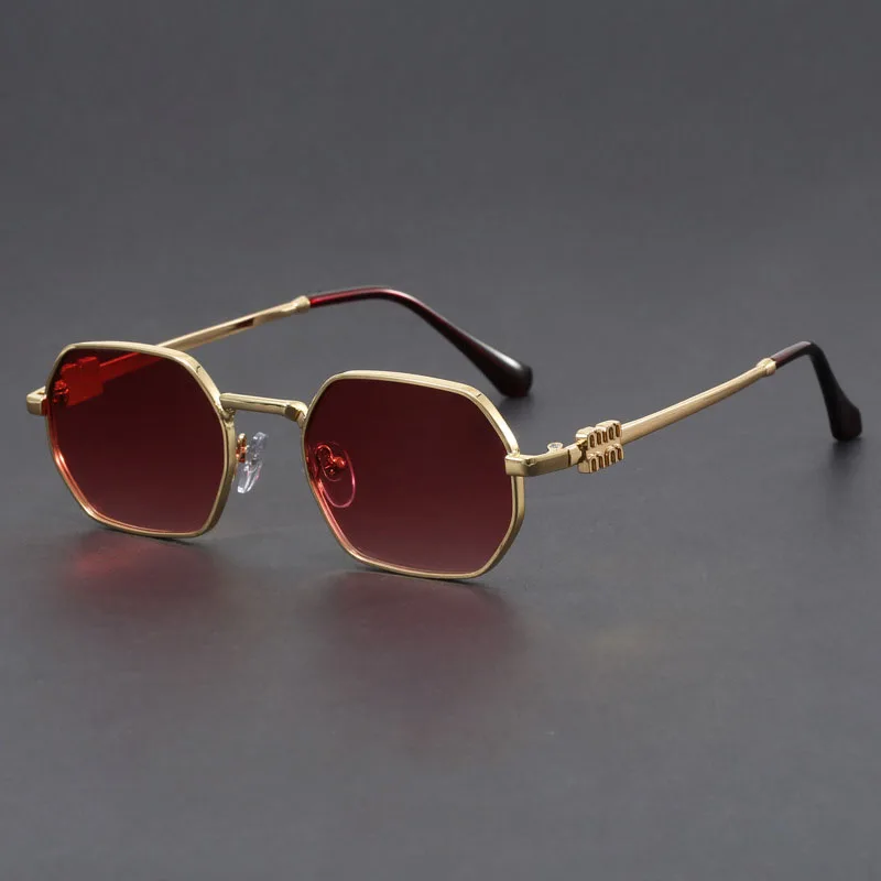 Hexa-Core Stylish Sunglasses Gold Red