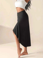 Women's High Waist Skirt with Split and Pockets
