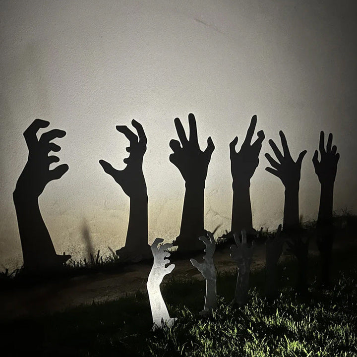 Halloween's Metal Villain Shadow Caster Yard Stake with Spotlight Projection Zombie Hand