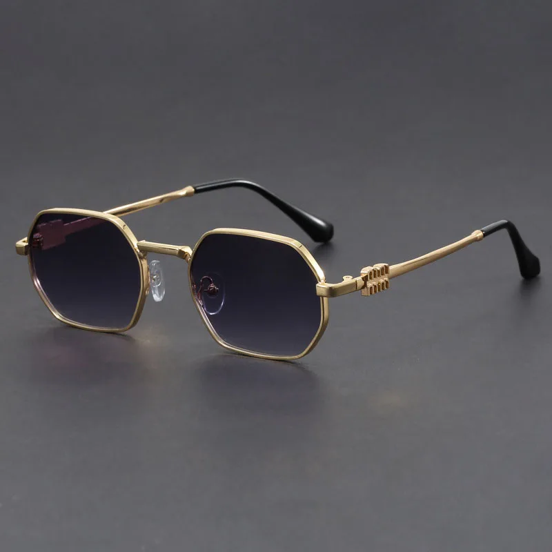 Hexa-Core Stylish Sunglasses Gold Gray