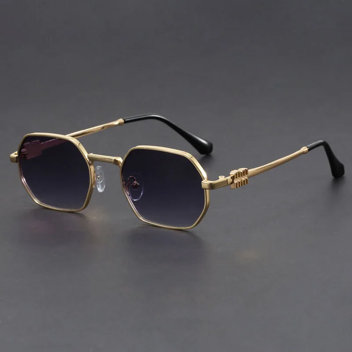 Hexa-Core Stylish Sunglasses Gold Gray