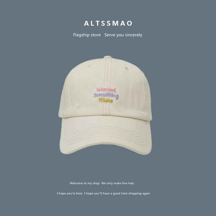 Face Displayed Small Letters Sun Visor Baseball Cap Threerow letter beige adjustable