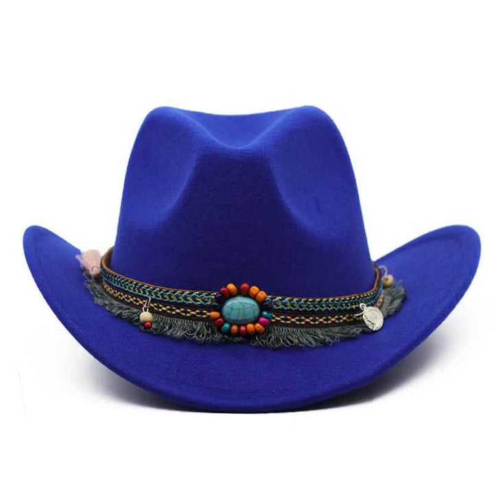 Cowboy Hats for Men & Women - Stylish Curled Felt for Riding Adventures Blue