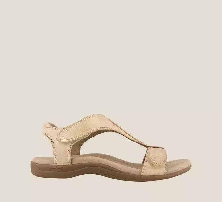Women's Platform Wedge Sandals with Thick Soles and Velcro Straps Beige