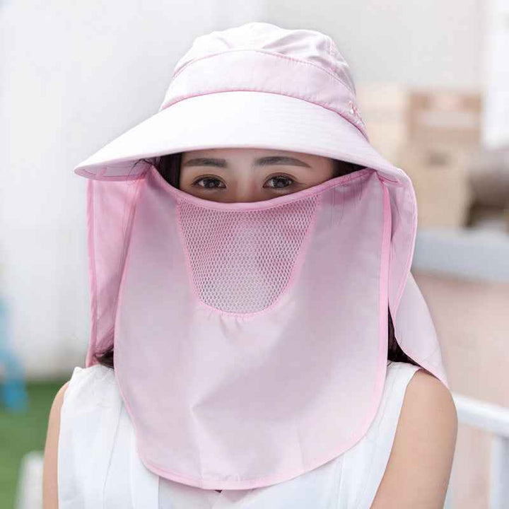 Summer Women's Hats Korean Version Of The Tide Sun Hats Big Rim Bike Sun Hats Sun Hats Face UV Protection Hats Pink