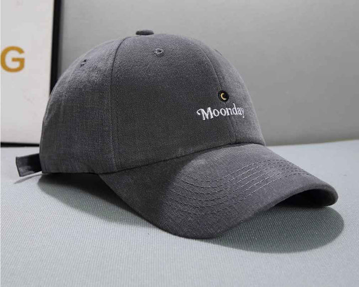 Face Displayed Small Letters Sun Visor Baseball Cap Small moon grey adjustable